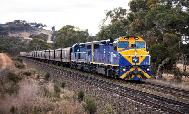 Обои картинки фото техника, поезда, состав, локомотив, дорога, железная