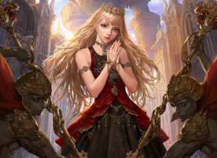 Картинка видео+игры legend+of+the+cryptids арт legend of the cryptids фэнтази девушка взгляд стражи корона платье