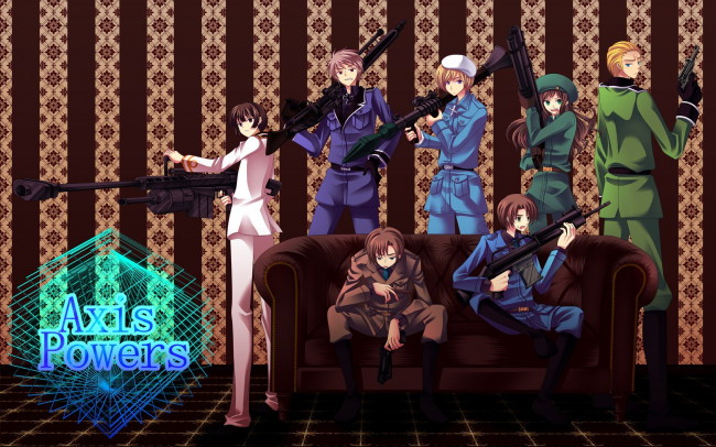 Обои картинки фото аниме, hetalia,  axis powers, арт, парни