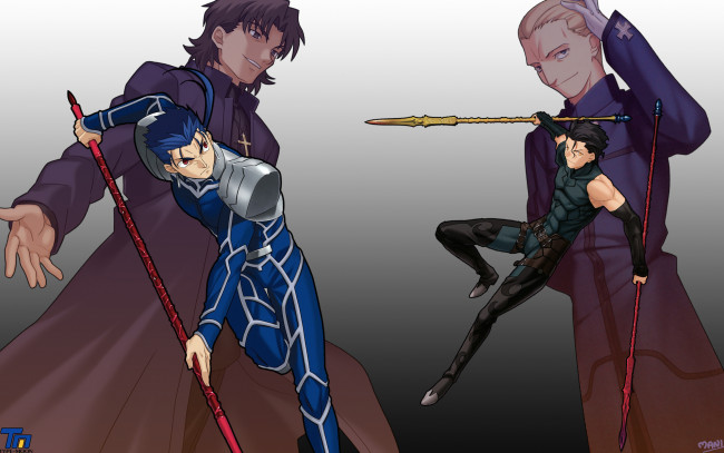 Обои картинки фото аниме, fate, stay night, арт, лансер, слуги