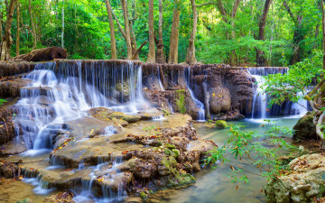 Картинка природа водопады камни поток