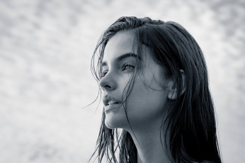 обоя девушки, barbara palvin, черно-белая, лицо, модель