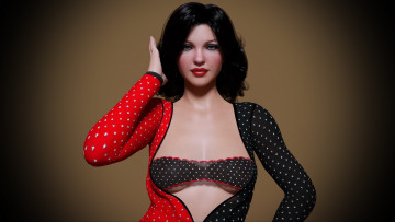 Картинка 3д+графика люди+ people девушка взгляд фон