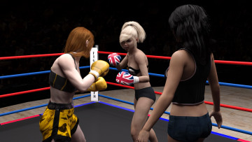 обоя 3д графика, спорт , sport, ринг, фон, взгляд, бокс, девушки