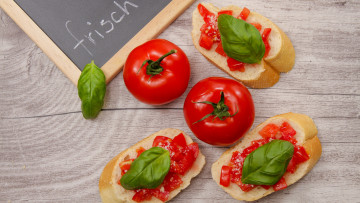 Картинка еда бутерброды +гамбургеры +канапе базилик бутерброд помидоры брускетта томаты