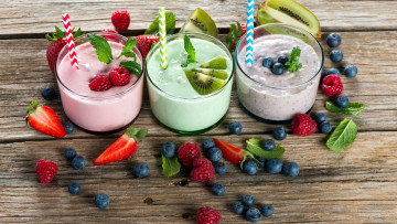 Картинка еда напитки малина мята черника клубника киви смузи
