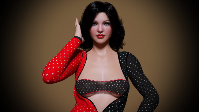 Обои картинки фото 3д графика, люди , people, девушка, взгляд, фон