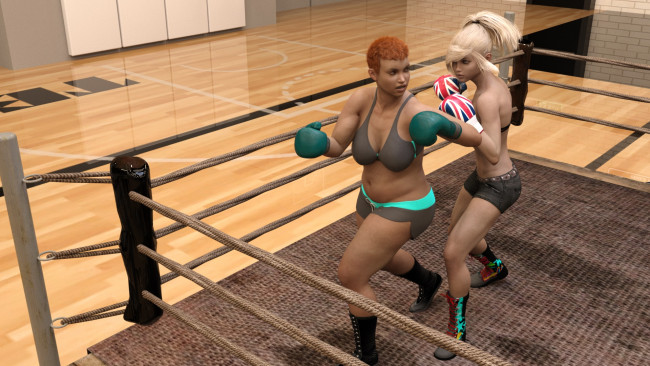 Обои картинки фото 3д графика, спорт , sport, бокс, ринг, фон, взгляд, девушки