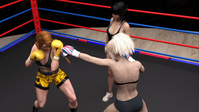 Обои картинки фото 3д графика, спорт , sport, бокс, ринг, фон, взгляд, девушки