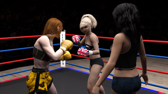 Обои картинки фото 3д графика, спорт , sport, ринг, фон, взгляд, бокс, девушки