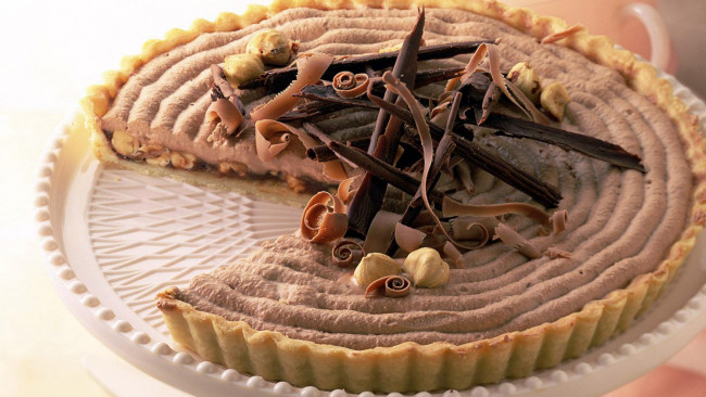 Обои картинки фото еда, торты, орехи, шоколад, торт