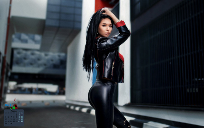 Обои картинки фото календари, девушки, взгляд, 2018