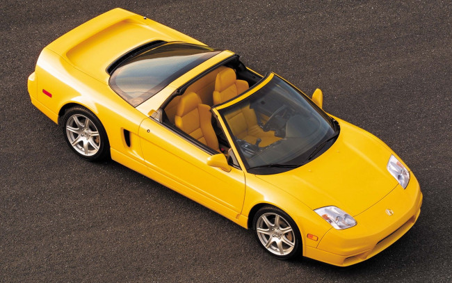 Обои картинки фото автомобили, acura, nsx, желтая, акура