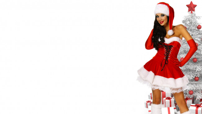 Обои картинки фото девушки, -unsort , снегурочки, новый, год, снегурочка, праздник, красивая, девушка