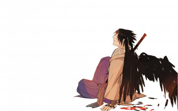 Картинка аниме naruto учиха саске крылья тенгу