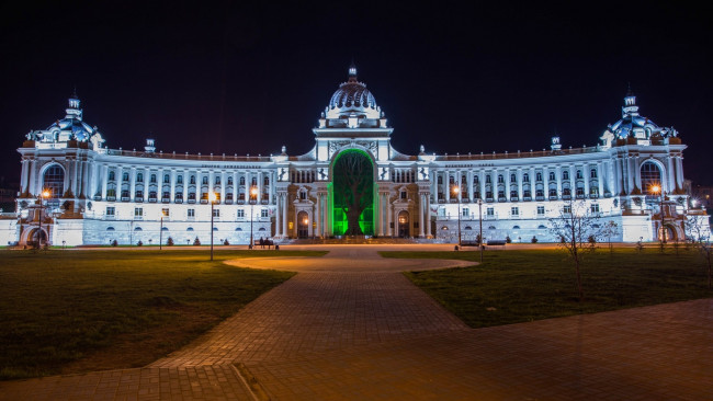 Обои картинки фото города, казань , россия, казань, город, ночь, кремлевская, набережная, центр