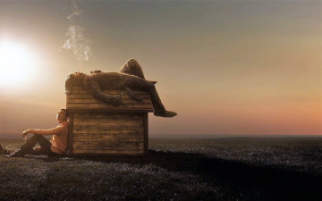 Картинка кино+фильмы wilfred+ сериал мужчина конура собака костюм курение