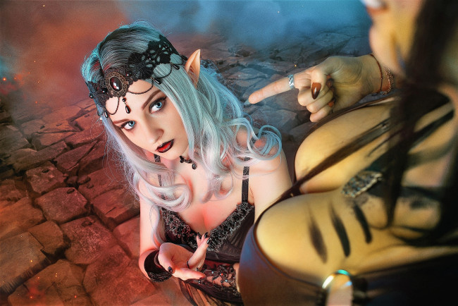 Обои картинки фото девушки, kirdjava, образы, костюмы, эльфийка, орчанка