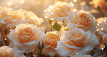 Картинка еда- meal 3д+графика цветы+ flowers свет цветы розы букет нежные белые кремовые ии-арт