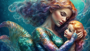 обоя фэнтези, русалки, нейросети, графика, нейроарт, ai, art, нейронные, сети, рисунки, нейро, искусство