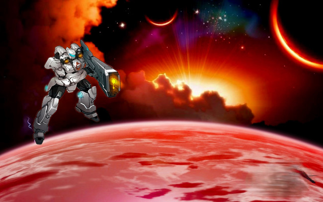 Обои картинки фото видео игры, zero online, робот, оружие, планета