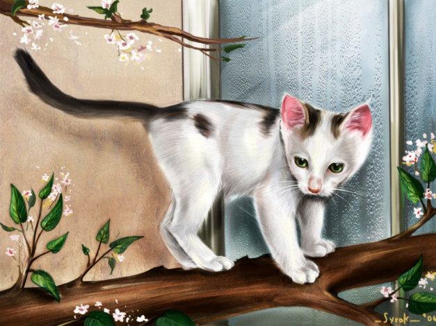 Обои картинки фото рисованные, животные, коты