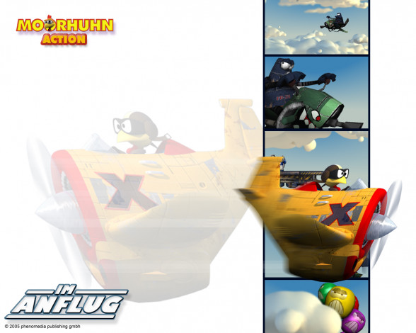 Обои картинки фото moorhuhn, action, im, anflug, видео, игры