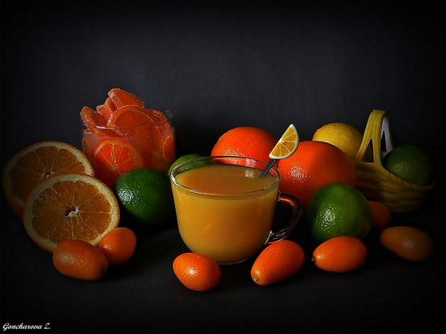 Обои картинки фото gon, zinaida, ассорти, еда, цитрусы
