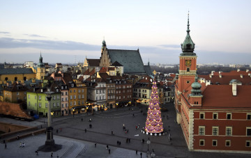 Картинка варшава города польша площадь елка дома