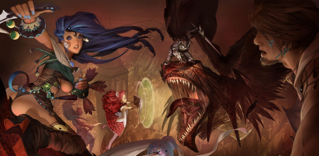 Обои картинки фото heavenly, sword, online, видео, игры, магия, рыцарь, дракон