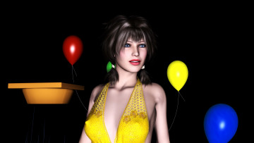 Картинка 3д+графика people+ люди фон шары девушка взгляд