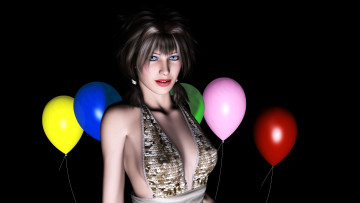 Картинка 3д+графика people+ люди фон шары взгляд девушка