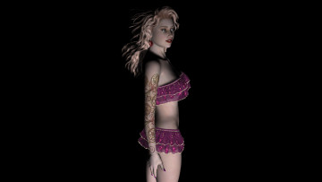 Картинка 3д+графика people+ люди тату логотип блондинка взгляд девушка