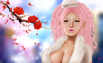 Картинка 3д+графика people+ люди цветы ветка девушка