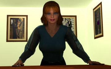 Картинка 3д+графика people+ люди девушка картины улыбка комната