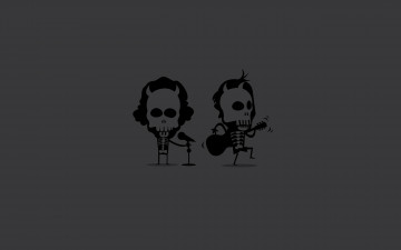 Картинка рисованные минимализм микрофон гитара скелеты