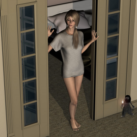 Обои картинки фото 3д графика, people , люди, девушка, дверь