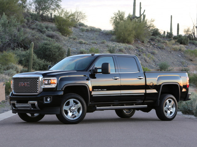 Обои картинки фото автомобили, gm-gmc, crew, темный, 2014г, gmc, sierra, denali, 2500, hd, cab