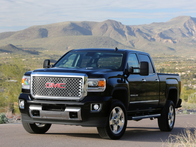 Обои картинки фото автомобили, gm-gmc, gmc, темный, cab, 2014г, crew, 2500, hd, denali, sierra