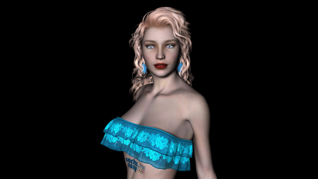 Обои картинки фото 3д графика, people , люди, взгляд, девушка, логотип, блондинка