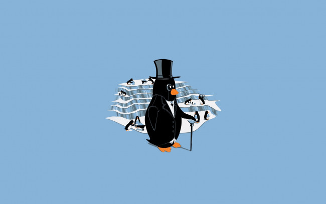 Обои картинки фото рисованные, минимализм, пингвины
