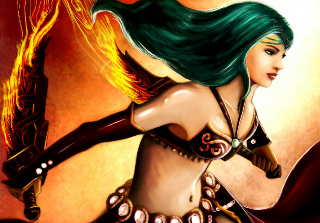 Обои картинки фото фэнтези, девушки, мечи, воин, девушка