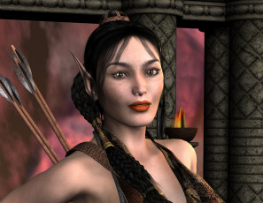 Картинка 3д+графика эльфы+ elves стрелы фон эльфийка взгляд