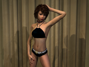 Картинка 3д+графика люди+ people девушка взгляд фон цепь