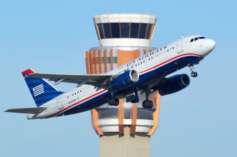 Картинка авиация пассажирские+самолёты взлет вышка авиалайнер