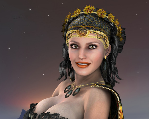 Обои картинки фото 3д графика, портрет , portraits, улыбка, фон, взгляд, девушка