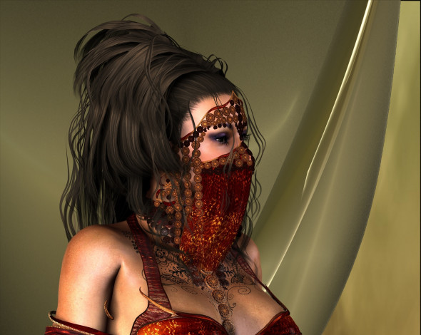 Обои картинки фото 3д графика, портрет , portraits, азиатка, фон, взгляд, девушка