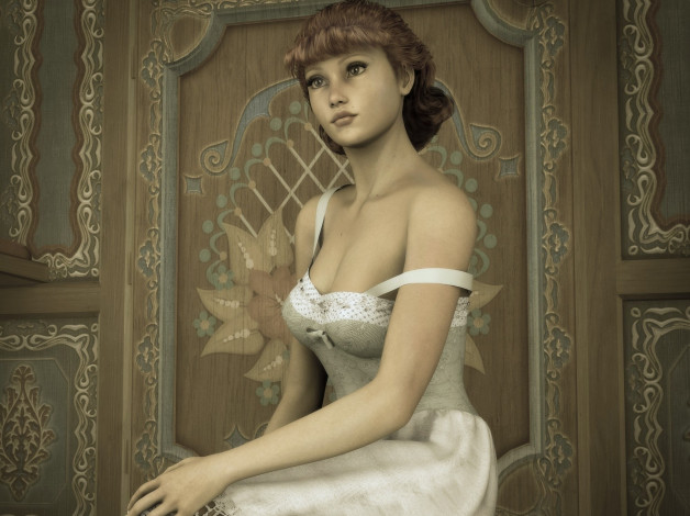 Обои картинки фото 3д графика, люди , people, девушка, взгляд, фон