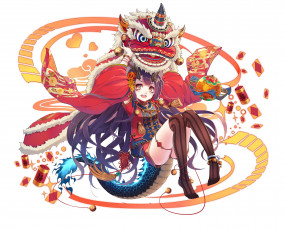 Картинка аниме животные +существа дракон фон взгляд девушка