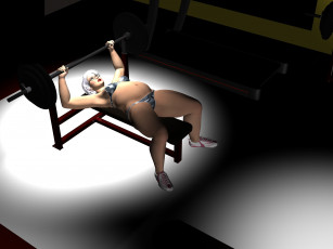 Картинка 3д+графика люди+ people девушка взгляд фон штанга